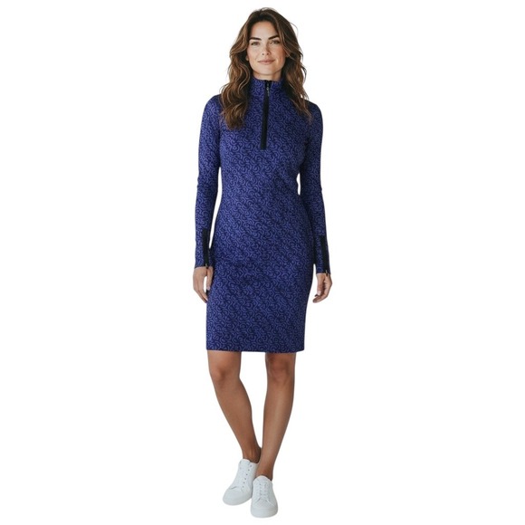 J.McLaughlin Dresses & Skirts - J.McLaughlin NWOT Bedford‎ Purple Geometric Link Quarter Zip Dress Small